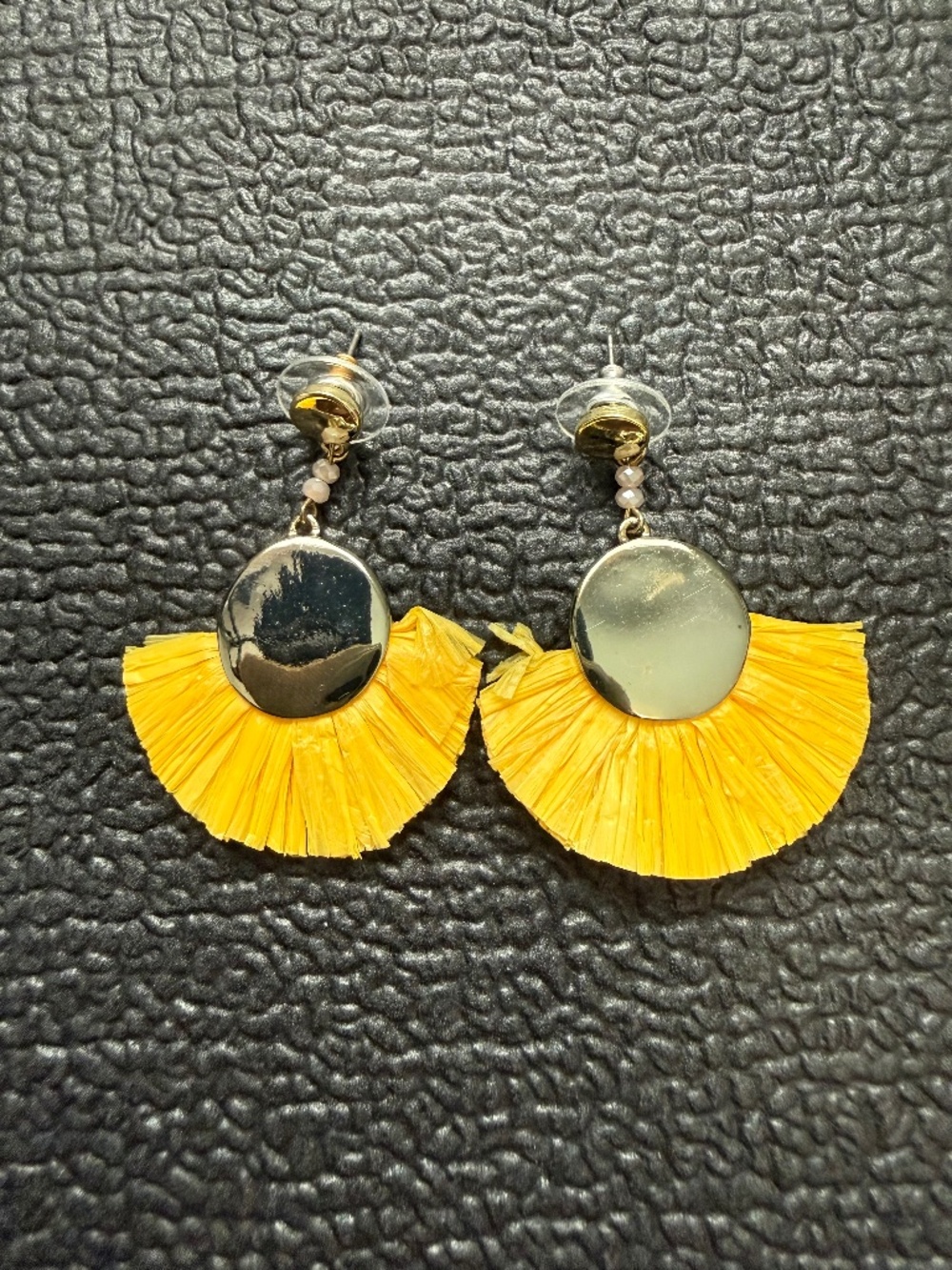 LOFT Yellow Straw Fan Earrings